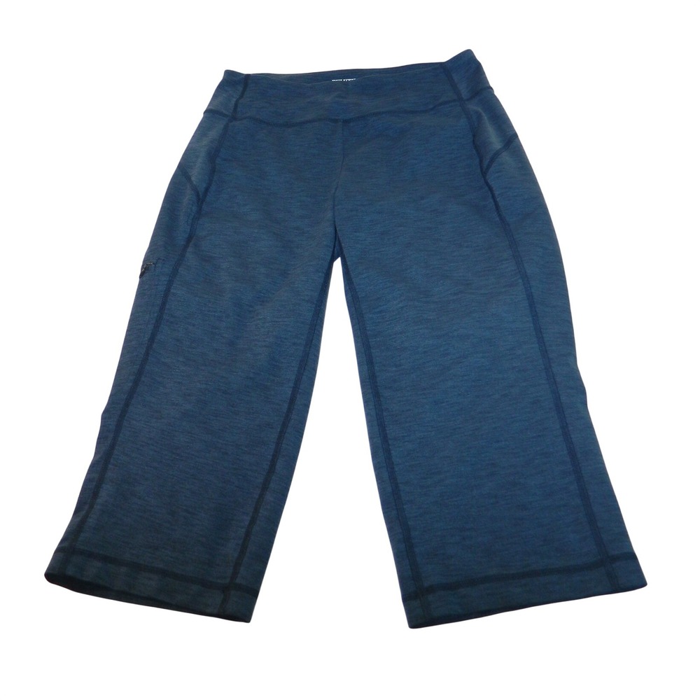 Athleta Capri‎ Leggings Womens L Blue Heathered Zipper Pocket Yoga Activewear